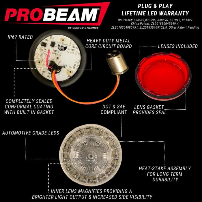 Custom Dynamics Probeam Solid Red 1157 Rear LED Inserts - Image 3