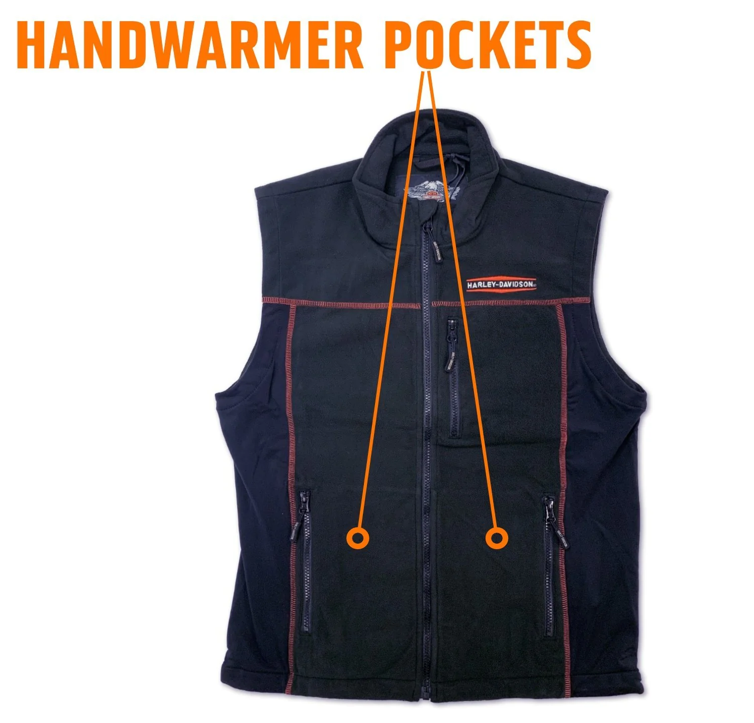 Harley-Davidson Men's Windproof Fleece Motorcycle Vest, Black. 98567-16VM - Image 3
